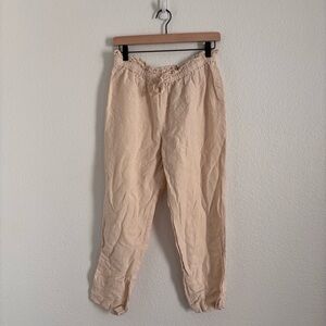 Hatch Women's Maternity Size 1 (Small) Beige Linen Blend Pull On Cropped Pants